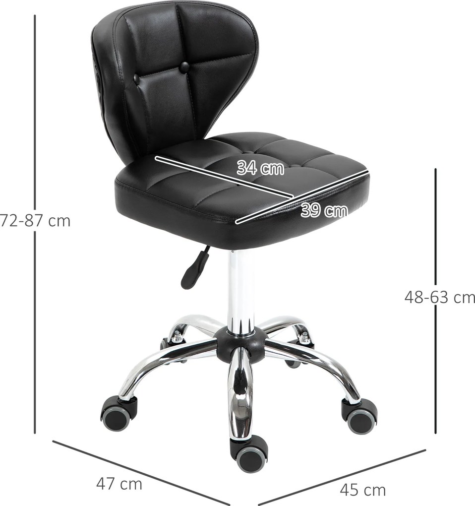 HOMCOM Zestaw 2 stołków roboczych, sztuczna skóra, ciemnoszare, 72–87 cm