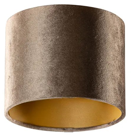 Abażur welurowy brązowy ze złotym wnętrzem 18/18/14