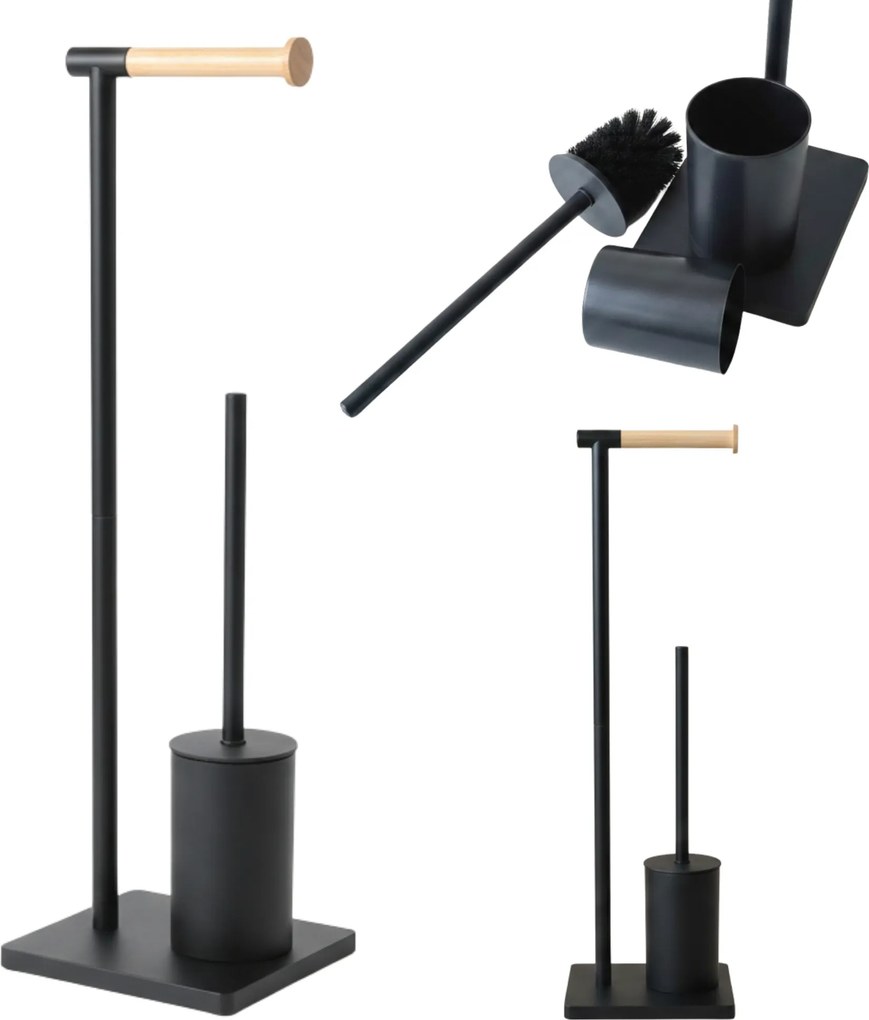 Szczotka do WC z bambusowym uchwytem na papier toaletowy ISME, 66 cm
