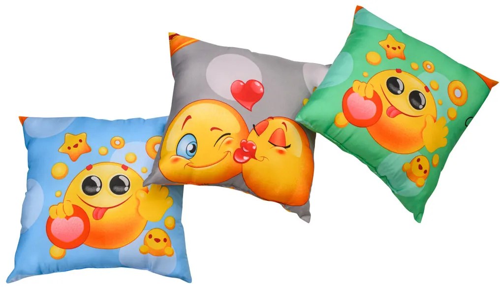 Dekoracyjna poduszka z mikrofibry EMOJI niebieska 45 x 45 cm