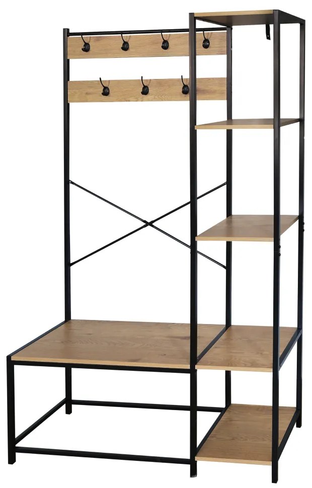 Wieszak z półkami BERDY, dąb