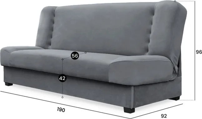 Sofa z Funkcją Spania PIANO Rozkładana Wersalka Dwuosobowa Szara Nowoczesna do Salonu