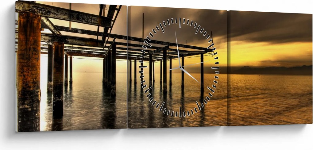 Obraz - Architektura nad wybrzeżem (z zegarem) (90x30 cm)