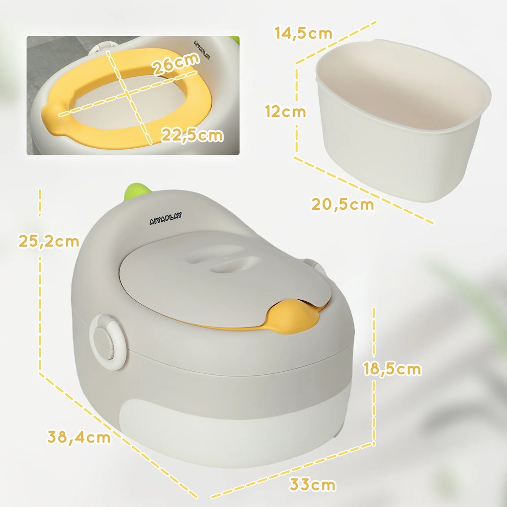 AIYAPLAY 3 w 1 Nocnik dla dzieci, zdejmowane siedzisko, poduszka z eko-skóry, do 50 kg, 6 miesięcy do 6 lat, Szary