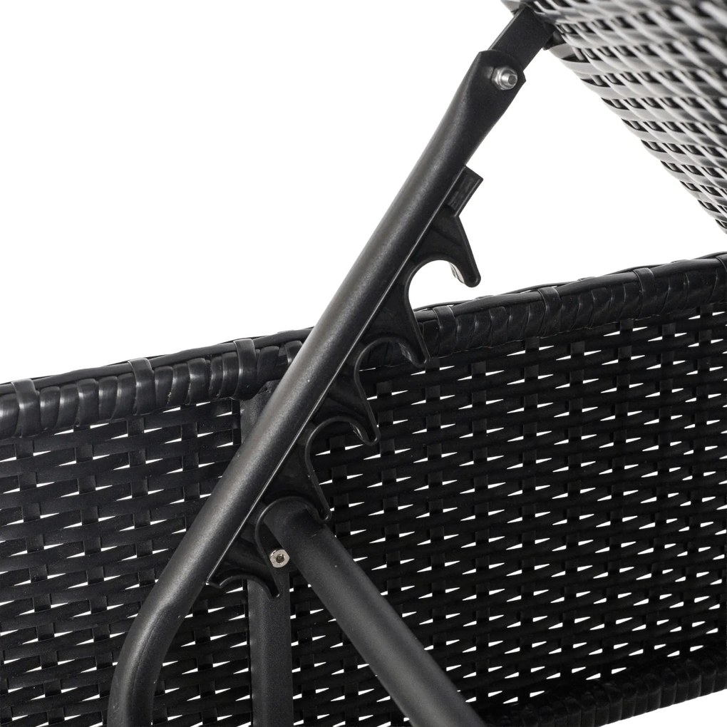 Fotel Ogrodowy Leżak LARGO Technorattan Czarny/Brązowy