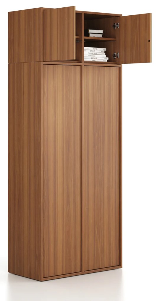 Nadstawka do szaf FRAME, 2x drzwi, 872 x 450 x 427 mm, PUSH-lock, orzech