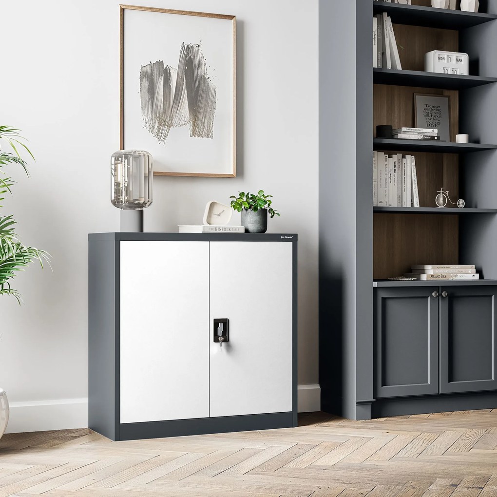 Szafka na akta osobowe BEATA, 900 x 930 x 400 mm, antracytowo-biała