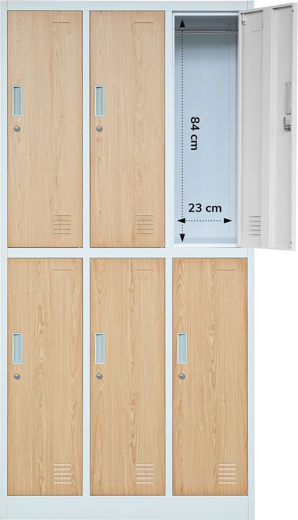 Szafa socjalna 6-drzwiowa Eco Design Igor 90x45x185 cm biały/dąb sonoma