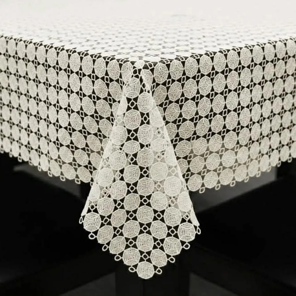 Obrus na metry gipiurowy kremowy Koła elegancki - szer. 150 cm