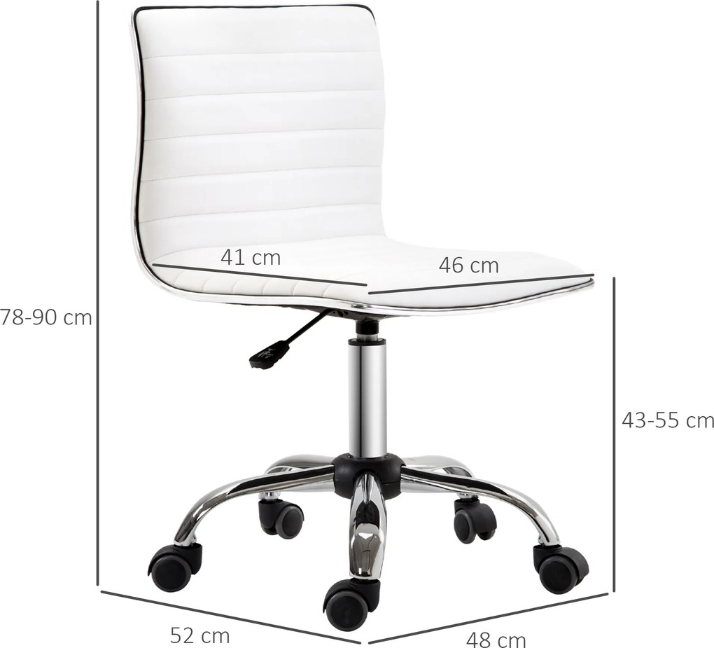 HOMCOM Fotel Fryzjerski Krzesło Salonowe Obrotowe Oparcie Regulacja Wysokości Stal PU Białe | Aosom PL