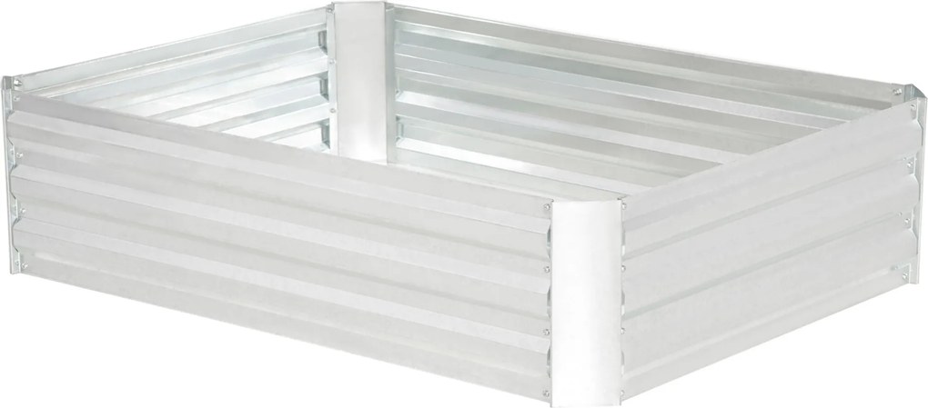 Outsunny Podwyższona grządka Ogrodowa z Ocynkowanej Stali – Idealna do kwiatów, ziół, Warzyw 120 x 90 x 30 cm