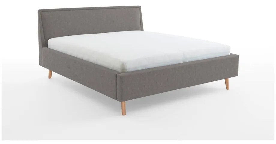 Jasnoszare tapicerowane łóżko dwuosobowe ze schowkiem i stelażem 180x200 cm Frieda – Meise Möbel