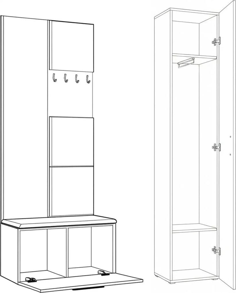 Masseno Garderoba MODULO 120,6/204/40 cm do Przedpokoju Nowoczesna Kaszmir