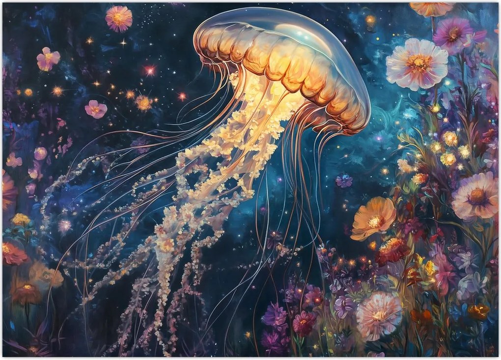 Obraz na szkle - Magiczna meduza (70x50 cm)