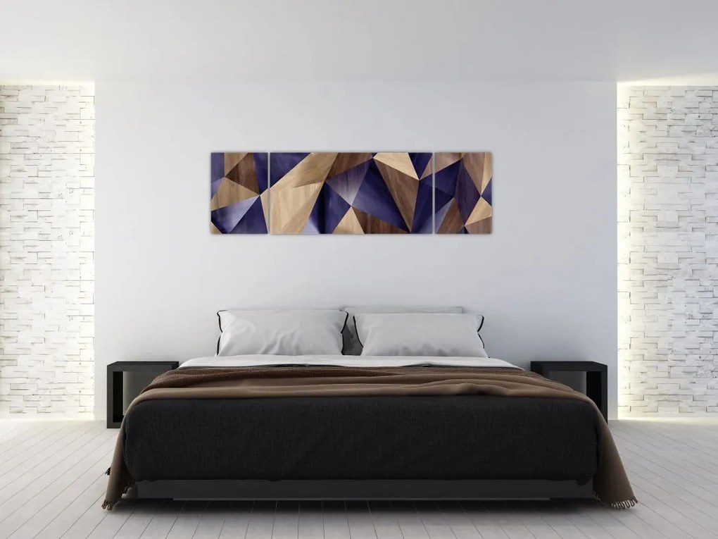 Obraz - 3D drewniane trójkąty (170x50 cm)