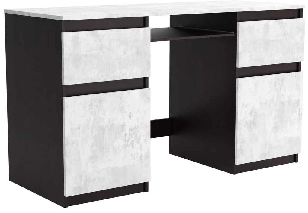 Biurko komputerowe młodzieżowe szkolne 140 cm z półką szufladami REMI2 Wenge/Beton