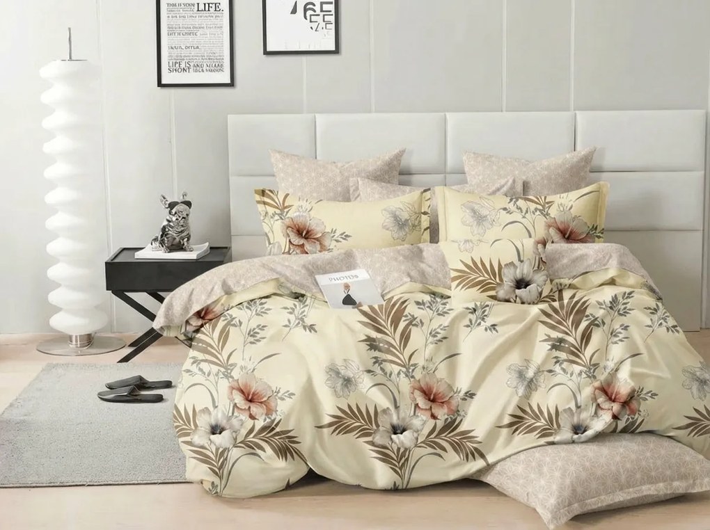 PrzytulneMieszkanie.pl PrzytulneMieszkanie.pl Dwustronna pościel DUO SENSE SANDORA kremowa + poszewka na poduszkę 40x50 cm GRATIS Rozmiar pościeli: 70 x 90 cm | 140 x 200 cm