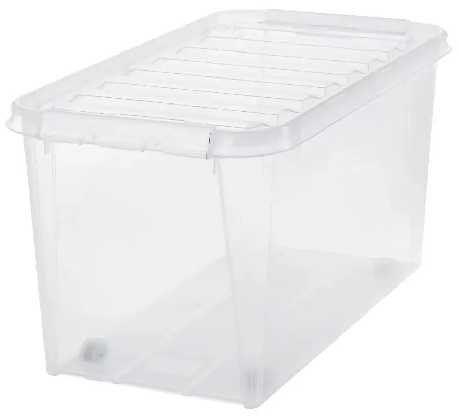 SmartStore Pojemnik z białymi zatrzaskami ikółkami Cla ssic, 70 l, 70 l