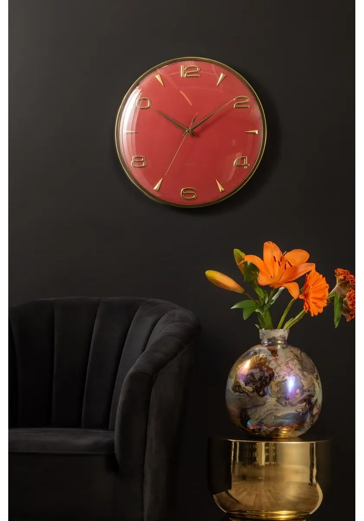 Zegar ścienny Karlsson 6017RD design czerwony,średnica 40 cm