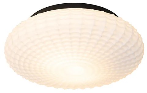 Zewnetrzna Klasyczna lampa sufitowa czarna z opalowym szkłem 35 cm IP44 - Nohmi klasyczny/Antyczny Oswietlenie zewnetrzne