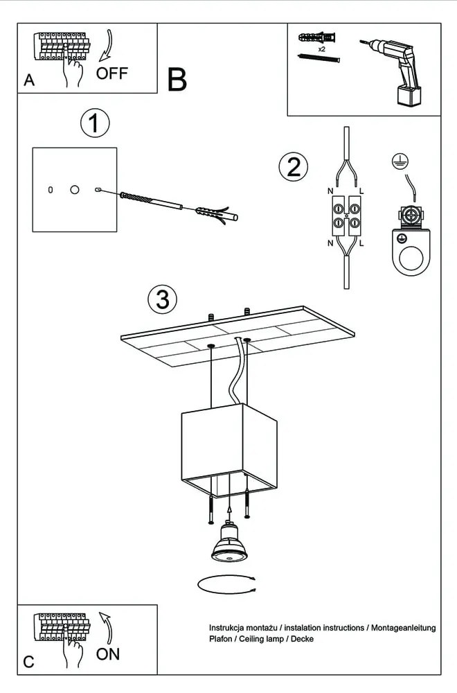 Czarna lampa sufitowa Nice Lamps Geo