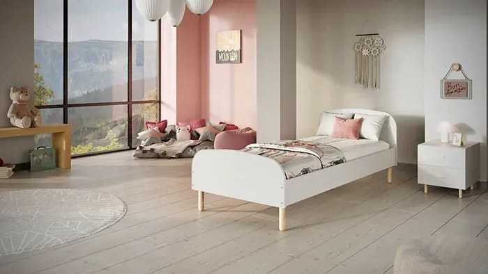 Pojedyncze skandynawskie łóżko z materacem 90x200cm W9-C72