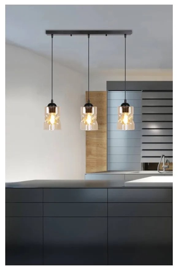 Czarna lampa wisząca ze szklanym kloszem 10x62 cm Felis – Candellux Lighting
