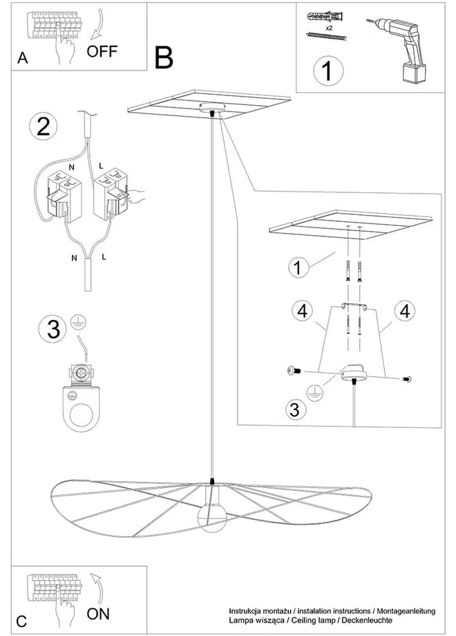 Czarna lampa wisząca ø 110 cm Elliot – Nice Lamps