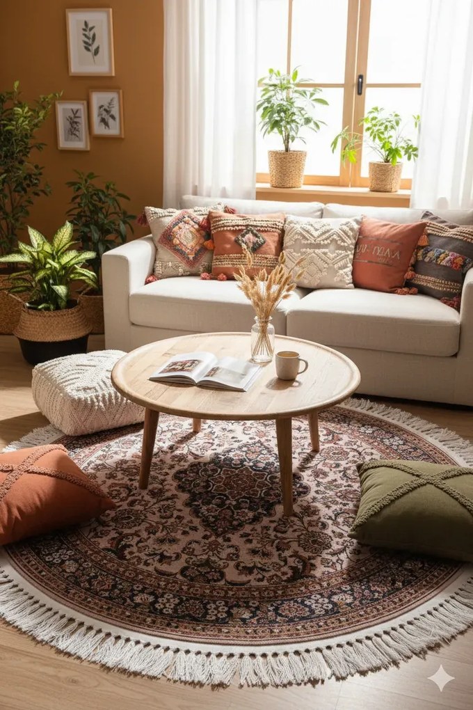 Klasyczny Okrągły Dywan Z Rozetą R4-F81