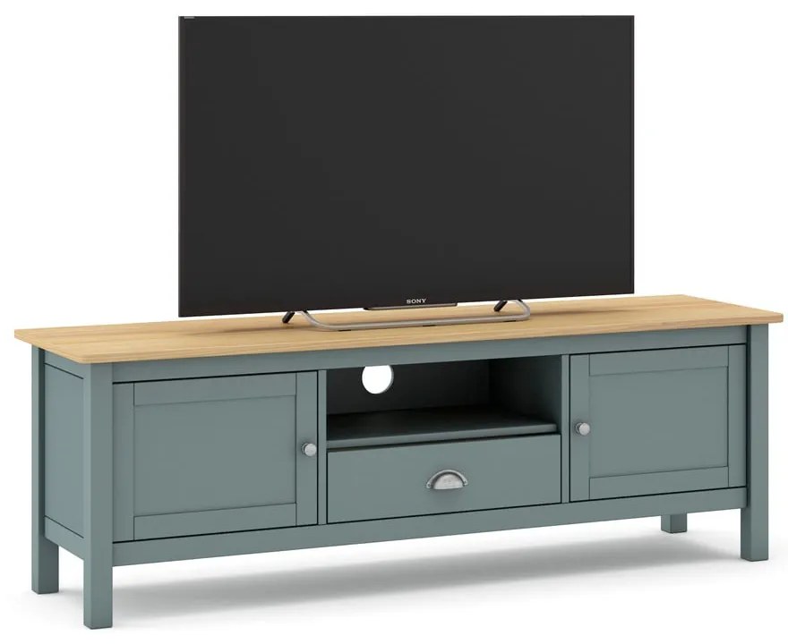 Szarozielona szafka pod TV z litego drewna sosnowego 158x53x40 cm Misti – Marckeric