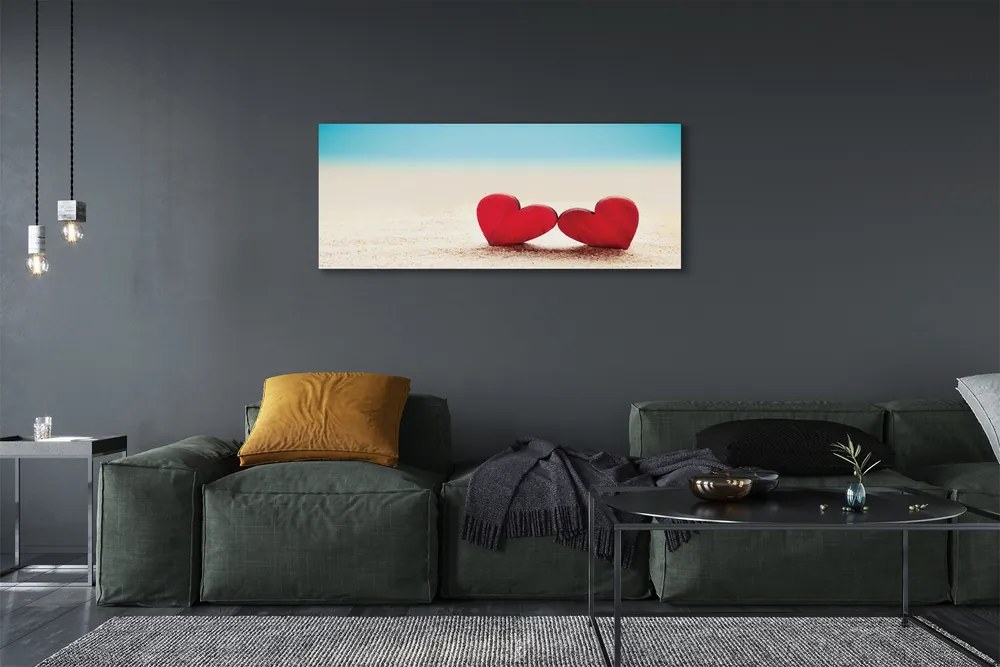Obraz drukowany na płótnie Serca na Piasku