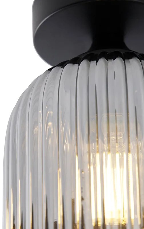 Plafon / Lampy sufitowe art deco czarny z przydymionym szkłem - Banci ArtDeco Oswietlenie wewnetrzne