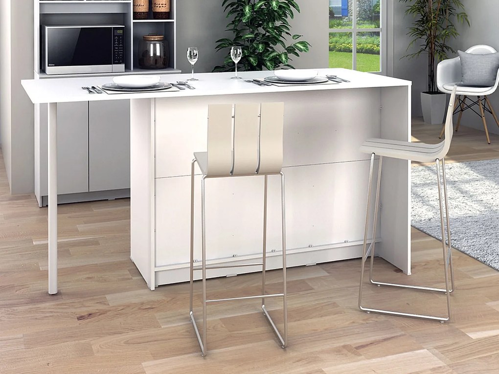 Wyspa kuchenna z 2 drzwiczkami, 1 szufladą i 2 wnękami - Biały - TUNORI