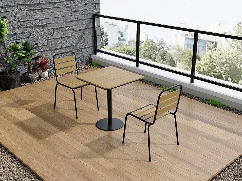 Kwadratowy stół ogrodowy o dł.70 cm z polywoodu i metalu - Czarny - LYLIOS od MYLIA