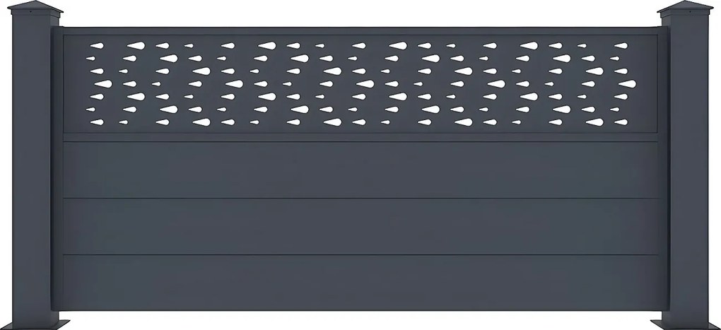 Stojące ogrodzenie wys.89 cm z wzorzystego aluminium szer.189 cm antracyt BAZIO
