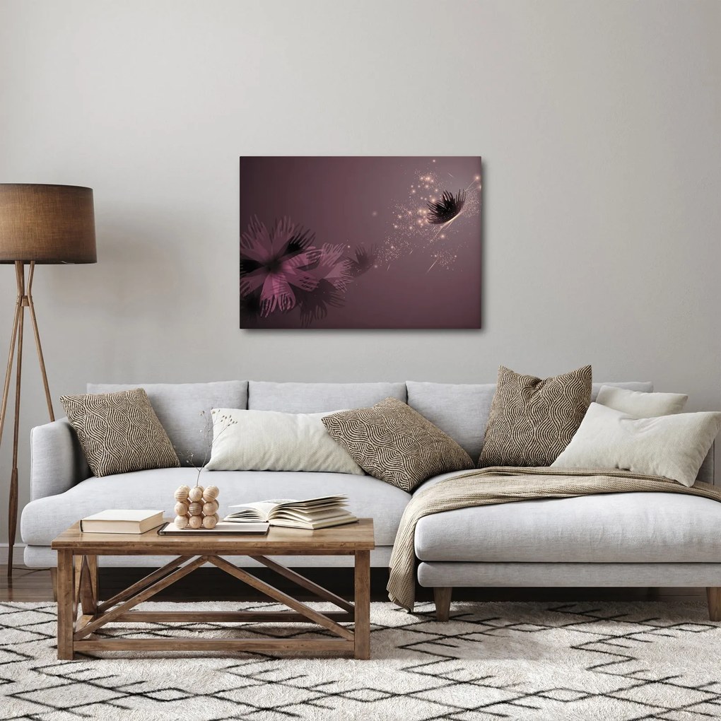 Obraz kwiatu z motylem (70x50 cm)