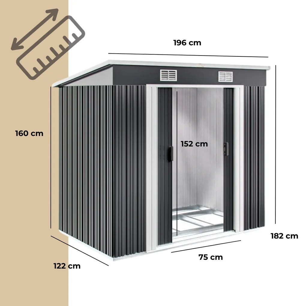 Domek narzędziowy L do ogrodu antracytowy Jurhan