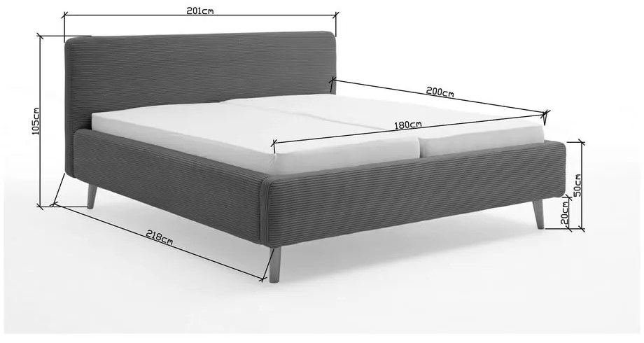 Beżowe tapicerowane łóżko dwuosobowe 180x200 cm Mattis – Meise Möbel