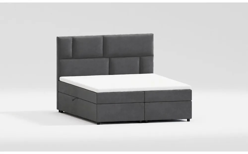 Szare łóżko boxspring ze schowkiem 160x200 cm Lola – Ropez