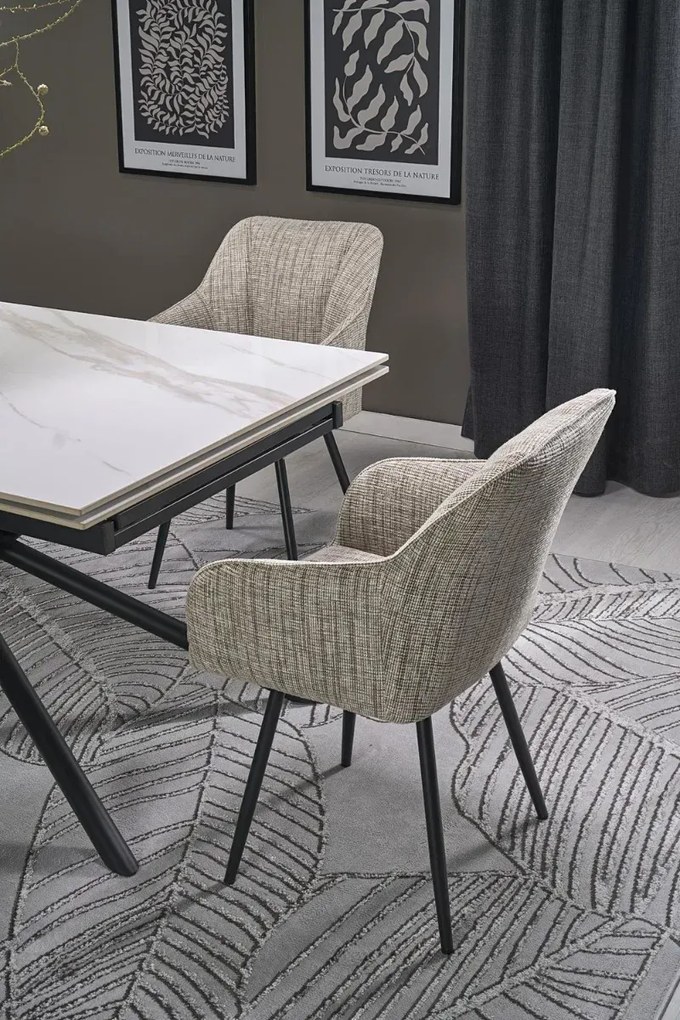 Stół rozkładany VITORINO 160(220)x90 biały marmur HALMAR