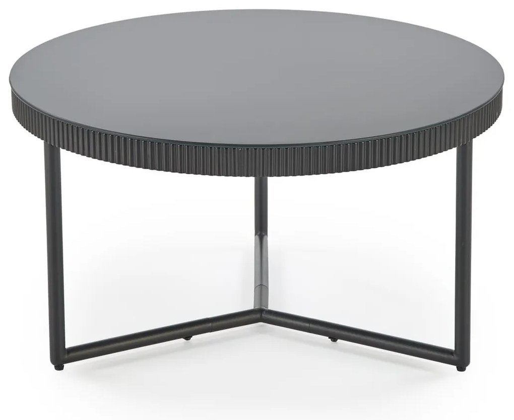 Okrągła czarna ława z połyskiem 80/45 cm szkło/MDF/stal COSMO ława, czarny