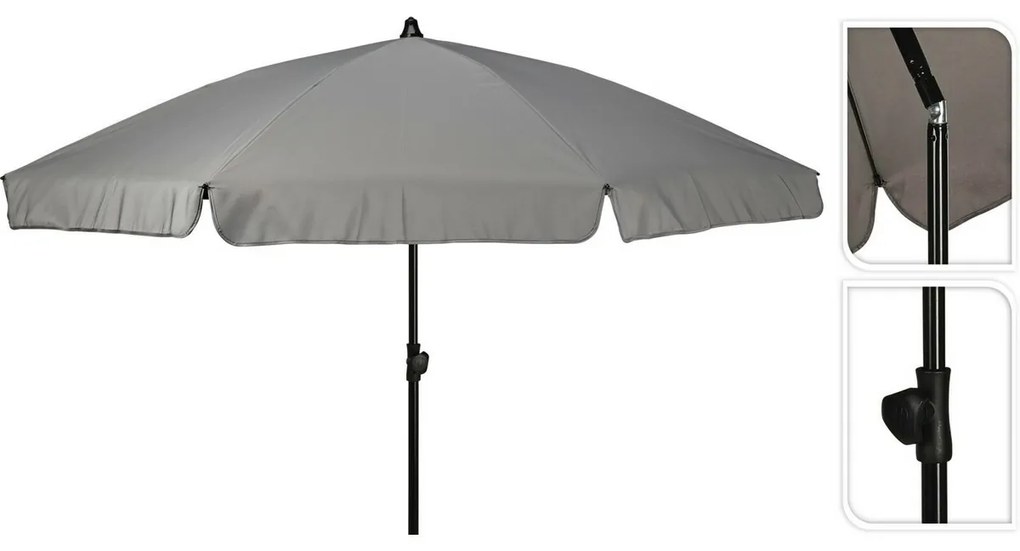 Parasol plażowy z pochyleniem śr. 185 cm, szary