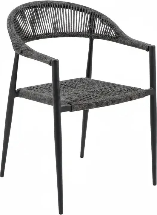Krzesło Ogrodowe Antracyt 56x60x78 cm Plecione Ręcznie Sznurki Nowoczesne