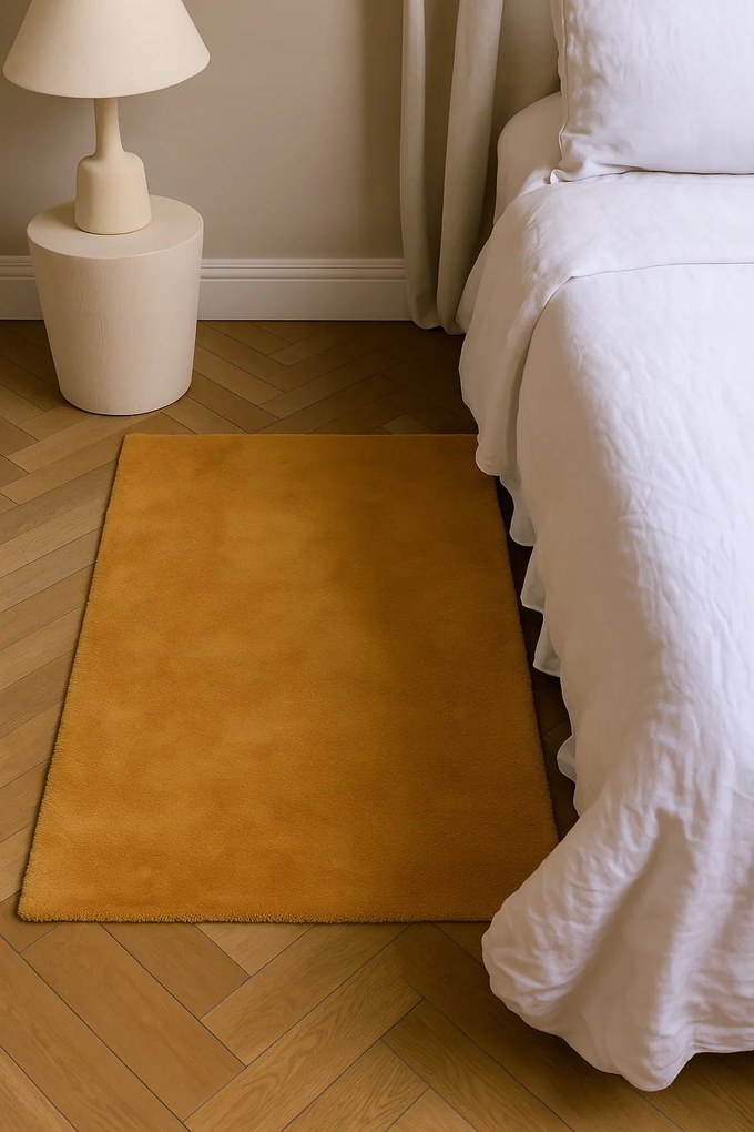 Dywanik Musztardowy 80x150 cm Antypoślizgowy Akcent do Sypialni i Salonu