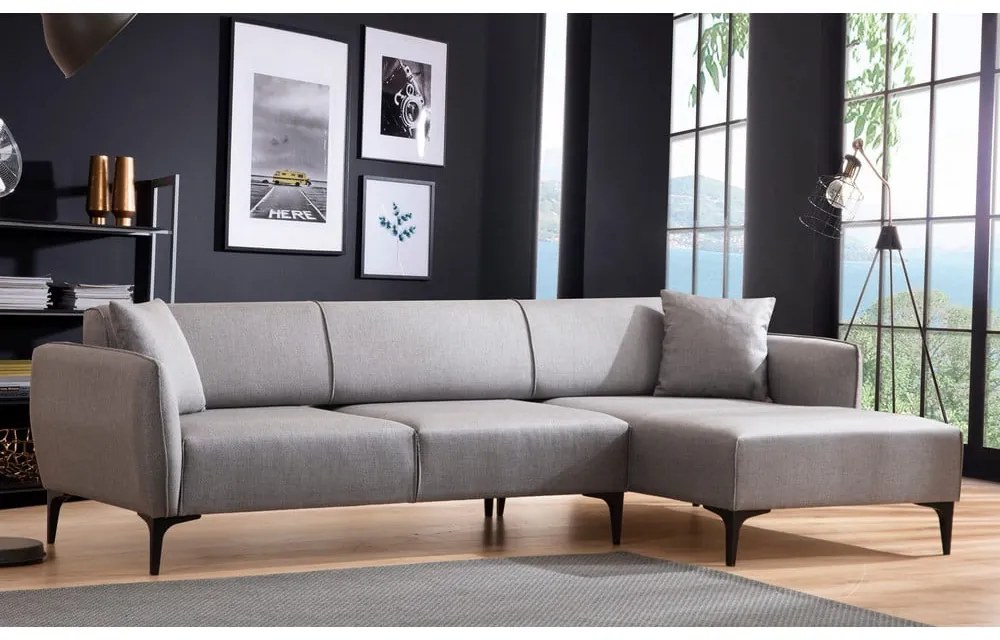 Jasnoszara sofa narożna Belissimo, narożnik prawy – Balcab Home