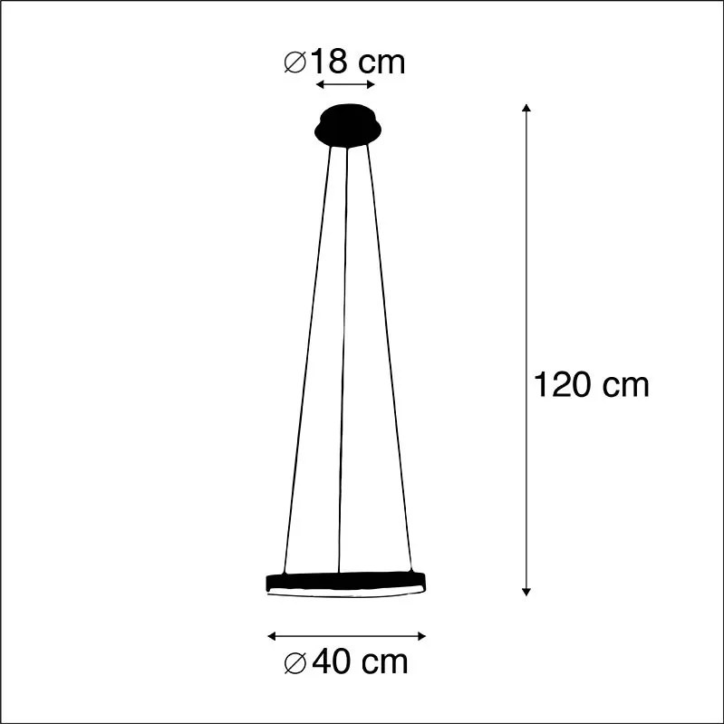 Designerska lampa wisząca czarna 40 cm z wbudowanym LED o 3-stopniowym ściemnianiu - Anello