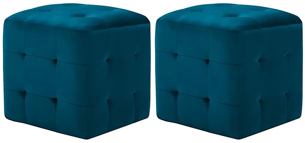 Zestaw niebieskich pikowanych puf - Futori 4X