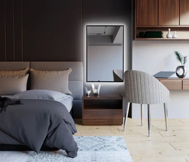 Czarne lustro prostokątne led 60x90 cm M1-N84