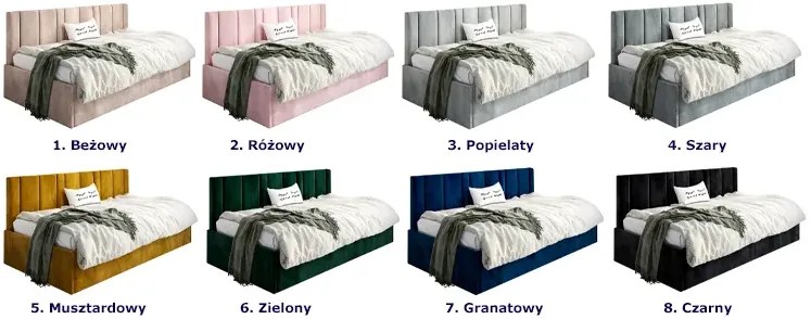 Granatowy tapczan z oparciem H8-W60