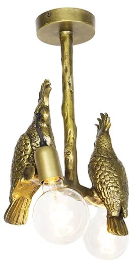W stylu vintage lampa sufitowa mosiądz 2-światła - Animal Parrot Rustykalny / Vintage Oswietlenie wewnetrzne